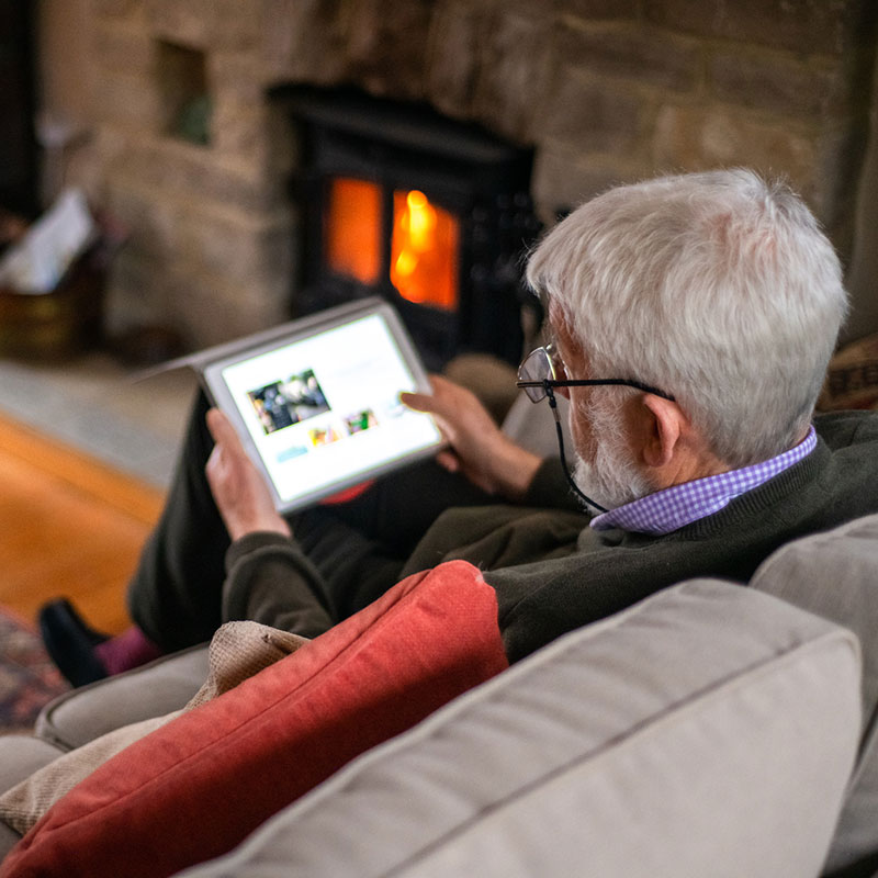 Resident using a tablet
